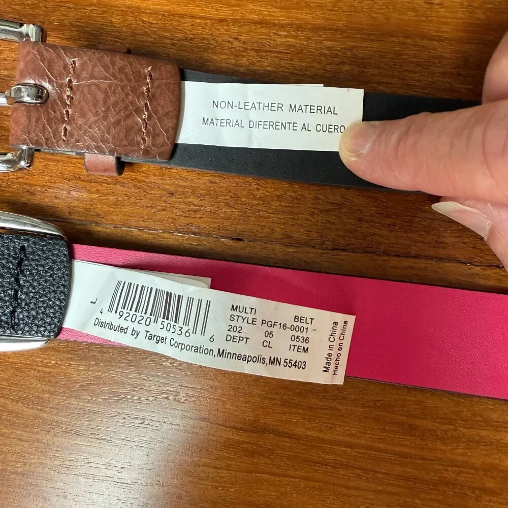 Two Girl's Belts - Black & Brown - Size L